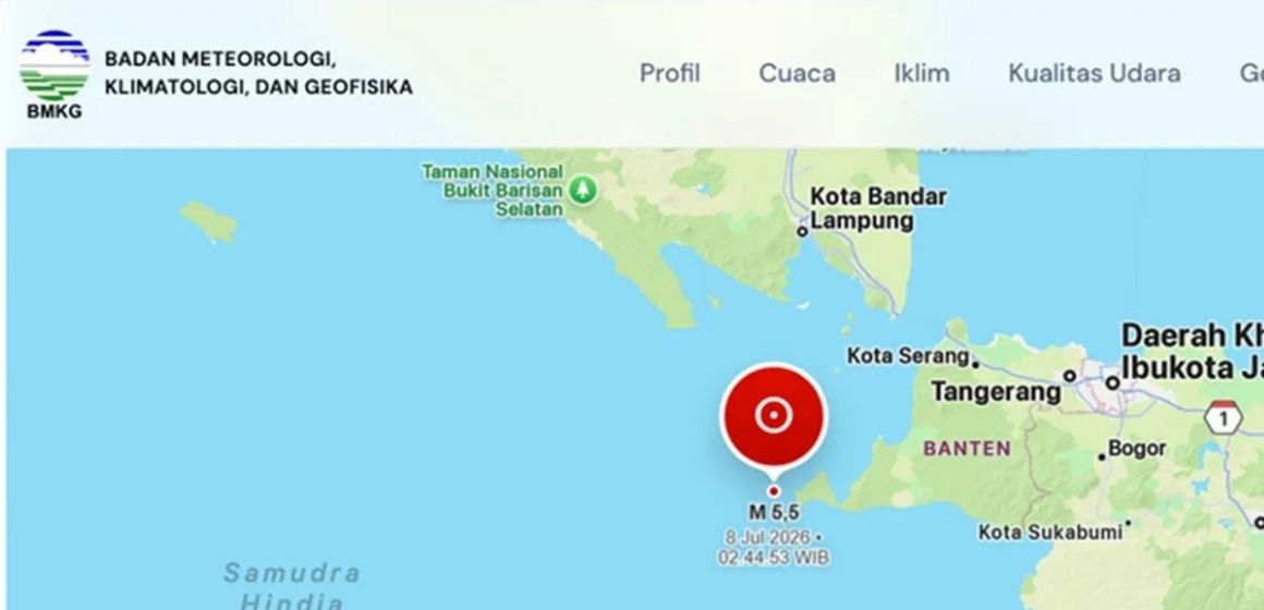 WEBSITE - 2026-07-08T095616.048 Gempa M5,5 guncang Selat Sunda, tidak berpotensi tsunami