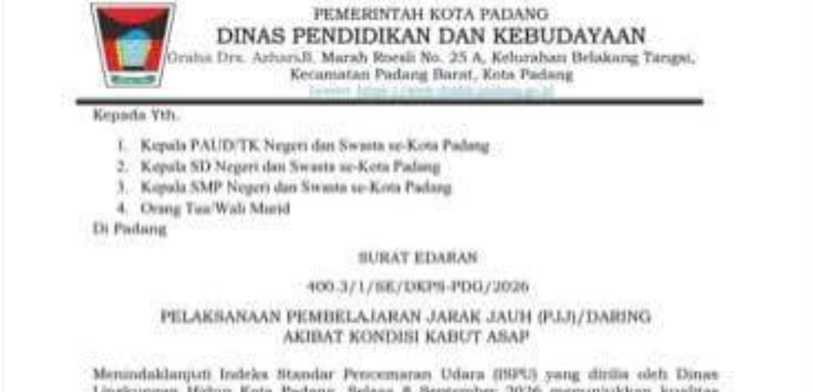 WEBSITE (53) Pemkot Padang terapkan pembelajaran daring bagi pelajar SD dan SMP